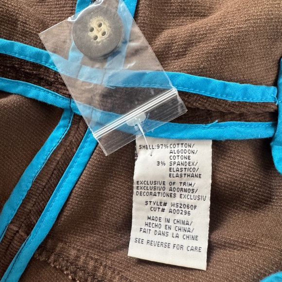 Vintage Y2K TM True Meaning Brown Corduroy Floral Embroidered Cotton Blazer - Picture 8 of 9